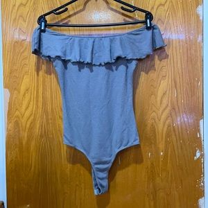 Grey off the shoulder bodysuit